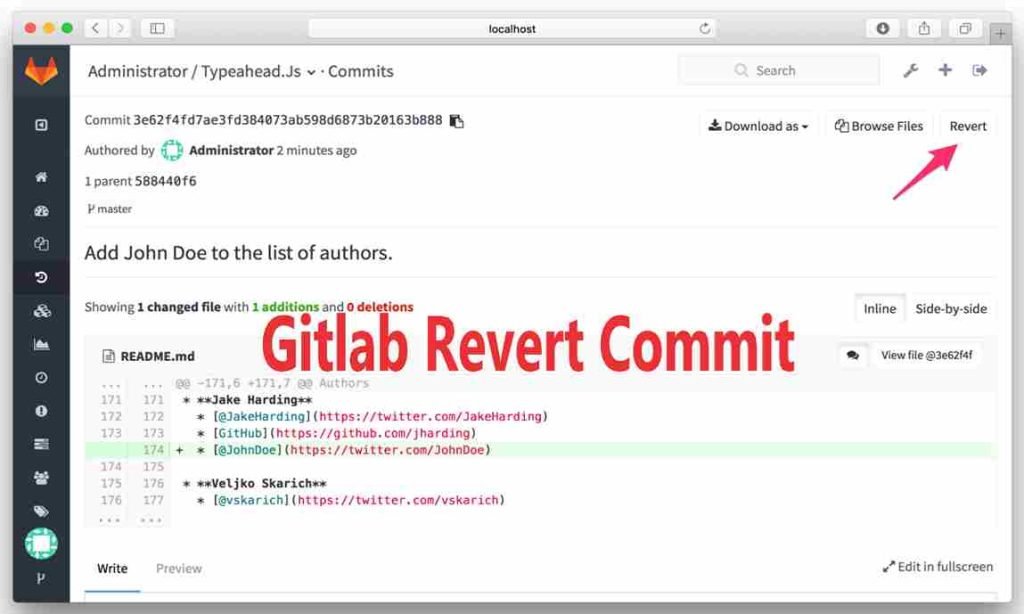 gitlab revert commit